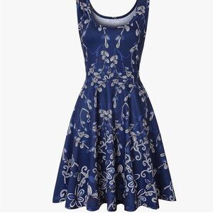 Sancaba Blue Print Sleeveless Casual Summer Dress Size M